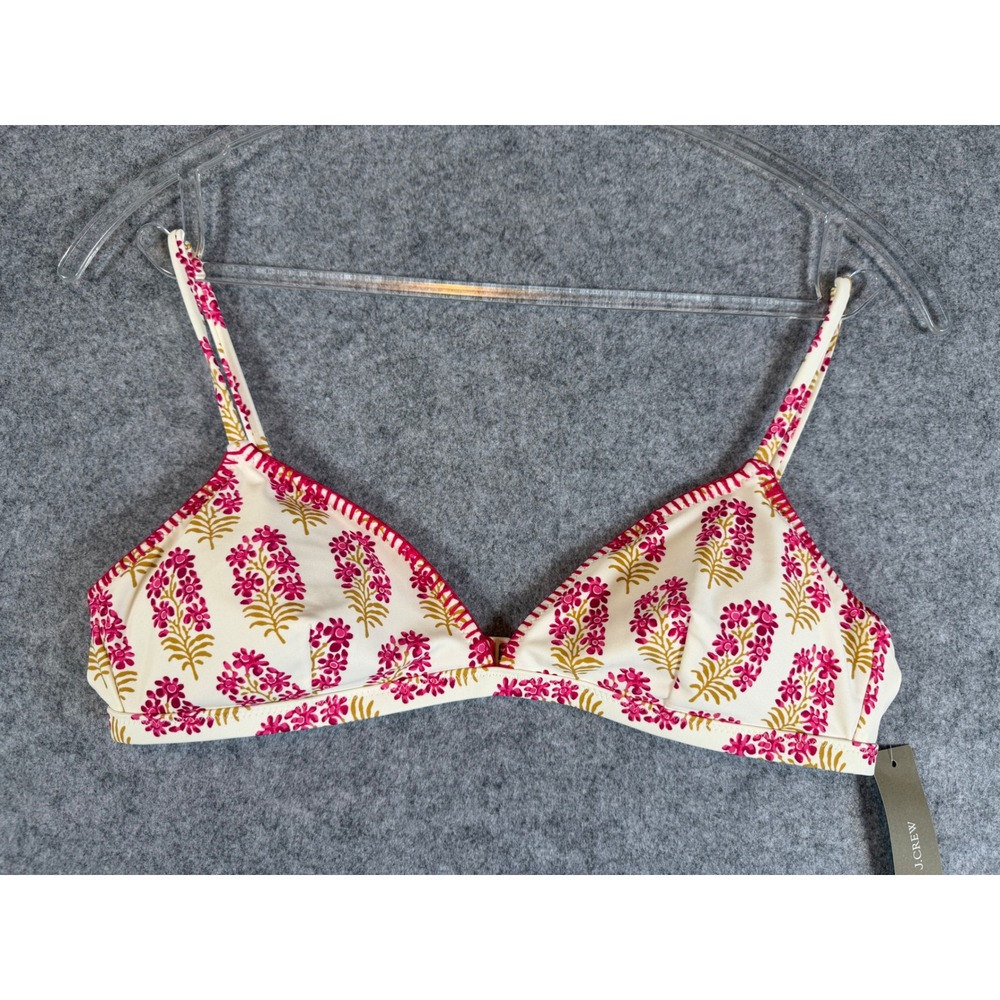 J.Crew Bikini Top Women Size M Pink Floral New With Tags CA865